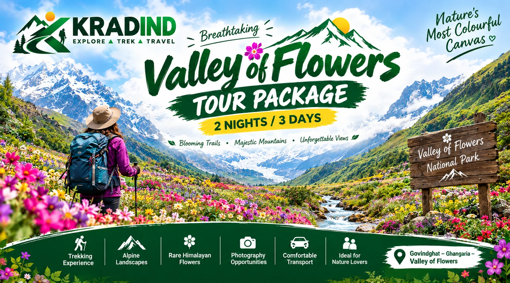 Valley of Flowers Trek Package holiday destination by KRADIND